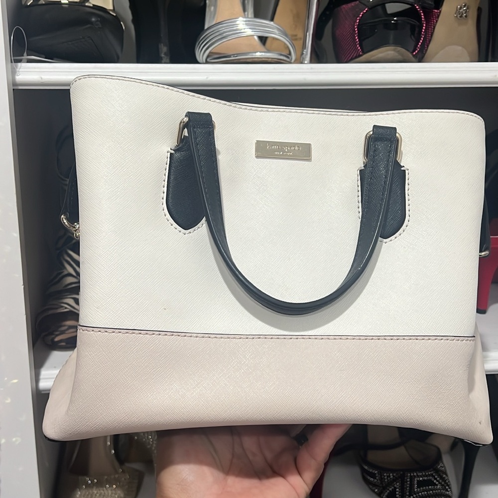 Kate Spade Cream and White Tote with Structured Design